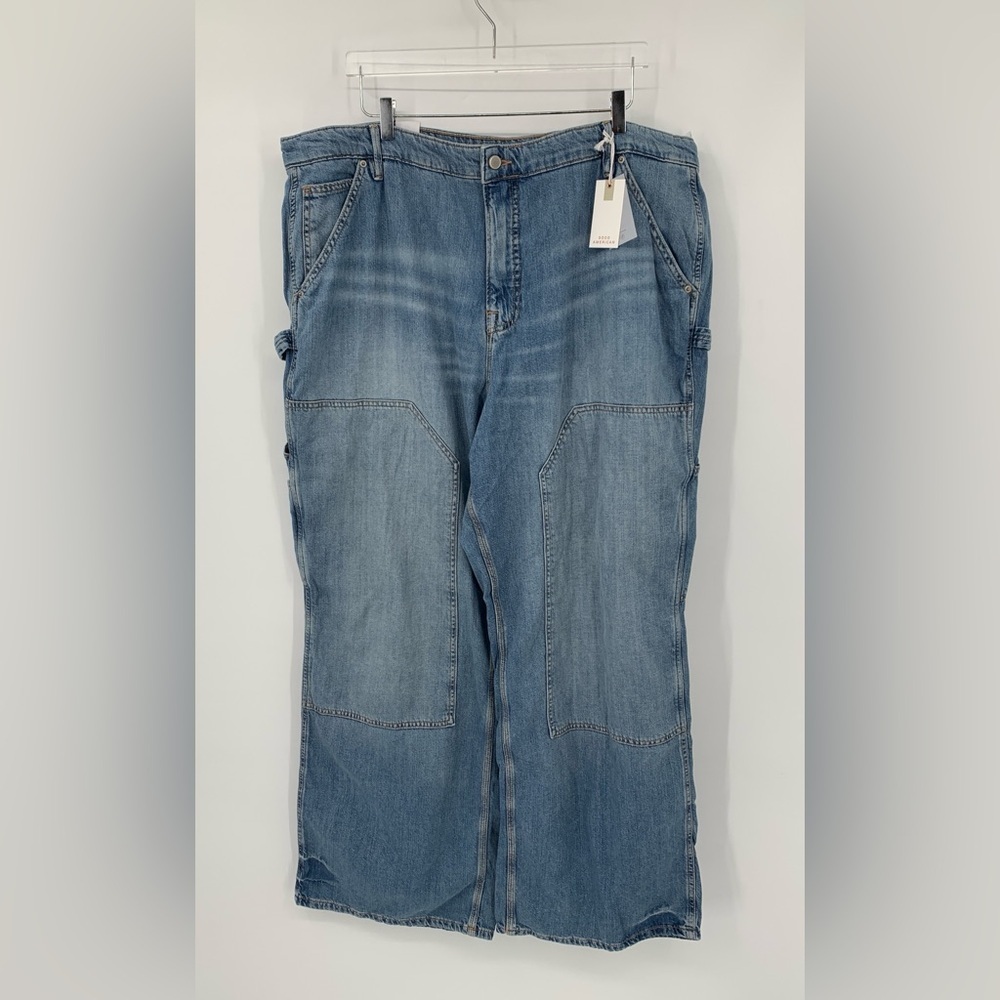 Good American Ease Relaxed Carpenter jeans denim wide leg skater blue new 18 18W - Picture 2 of 5